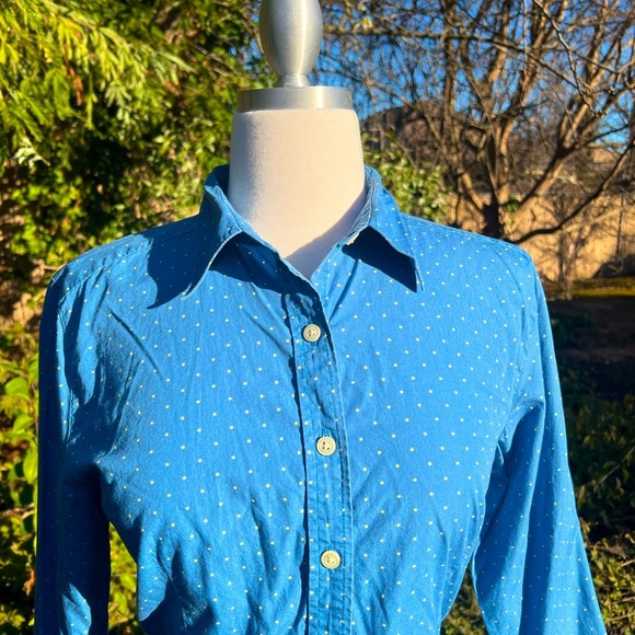 TALBOTS Blue Button-Up Shirt with Polka Dots - Picture 4 of 6